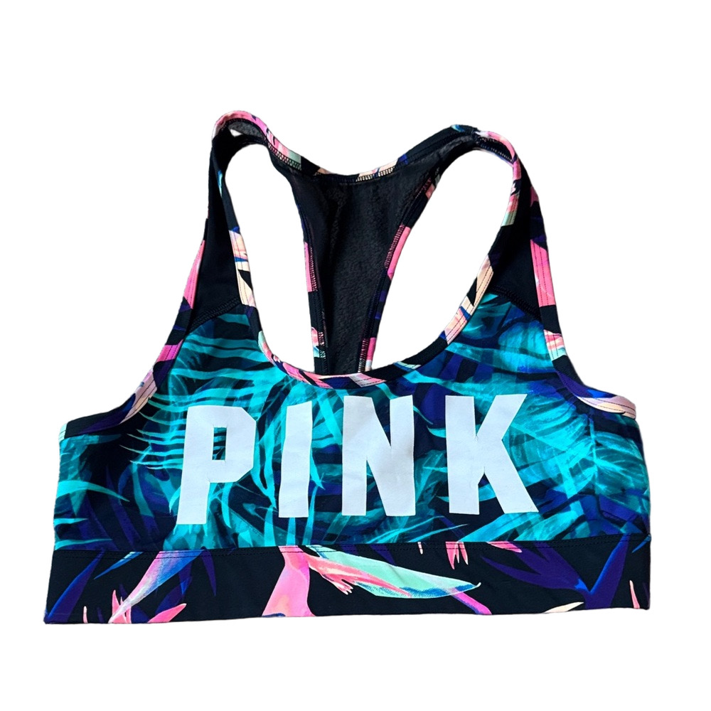 Pink VS Ultimate Unlined Racerback Tropical Sports Bra SIZE M